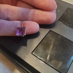 10k lever back amethyst square earrings